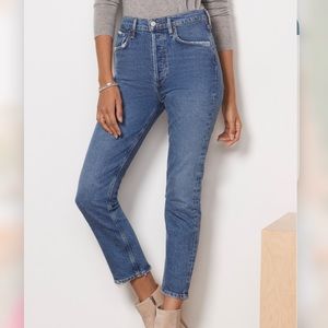 Agolde Riley High Rise Straight Crop in Silence - Size 26